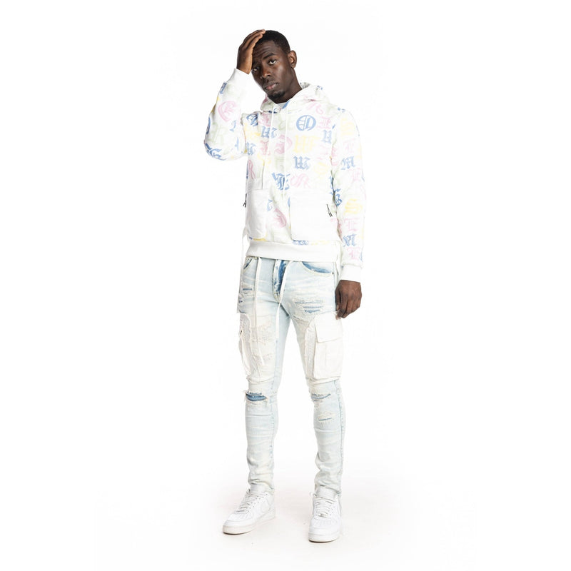 Monogram Fashion Hoodie White/Multi - Smoke Rise