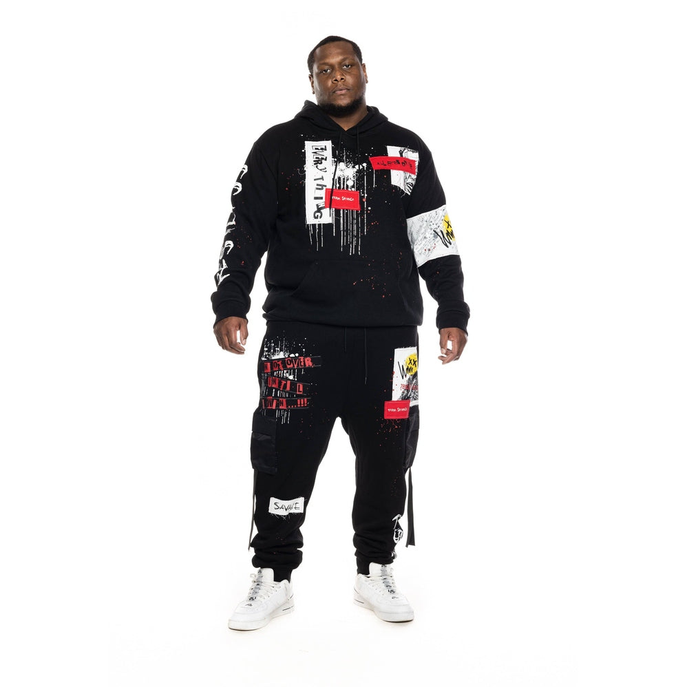 Smoke Rise Big and Tall Big and Tall Twill Patch Fashion Hoodie - Black