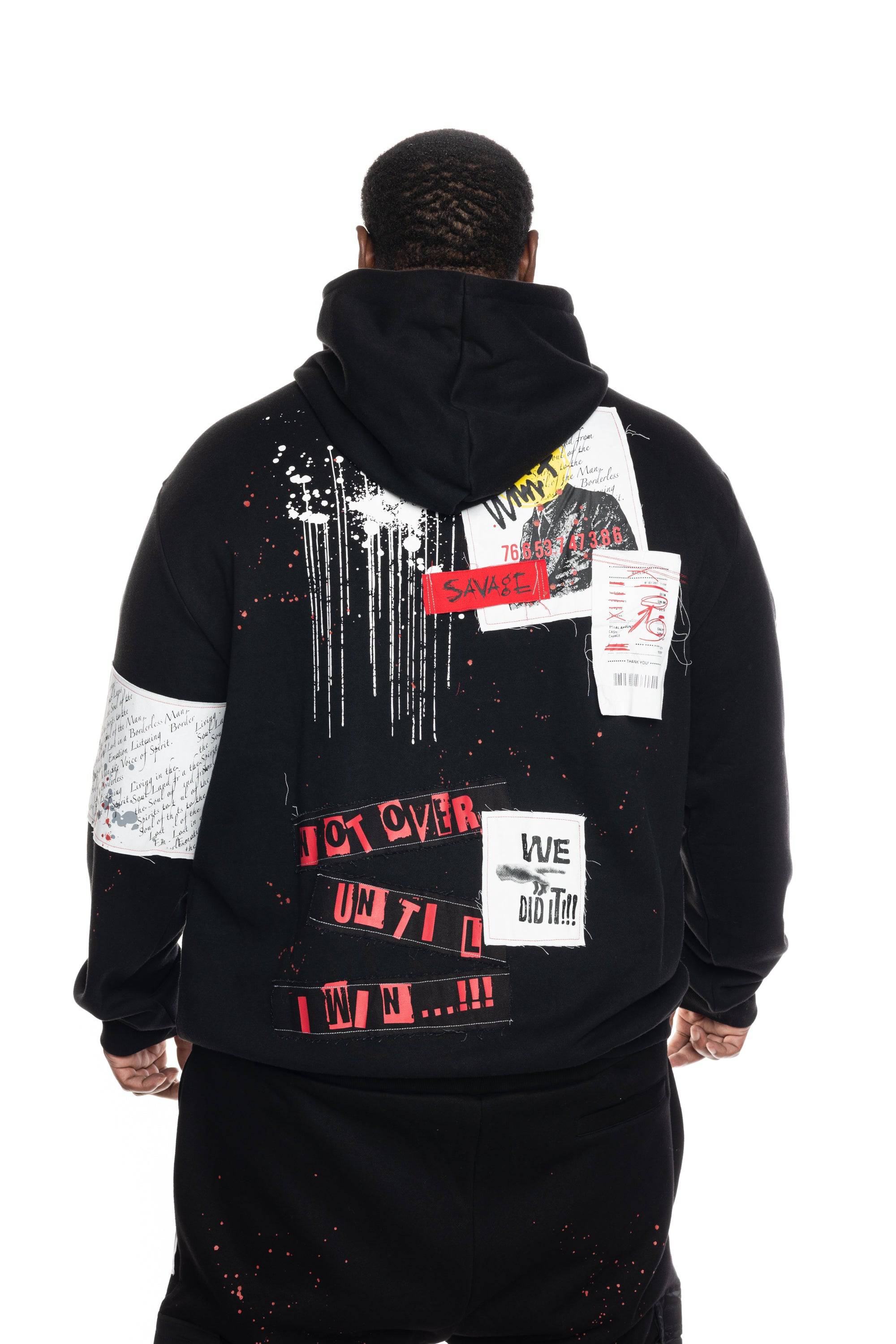 Big and Tall Twill Patch Fashion Hoodie - Smoke Rise