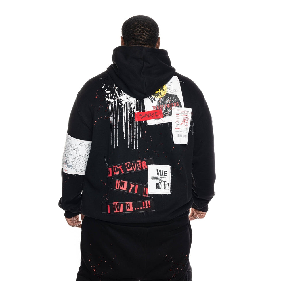Smoke Rise Big and Tall Big and Tall Twill Patch Fashion Hoodie - Black