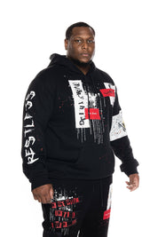 Big and Tall Twill Patch Fashion Hoodie - Smoke Rise