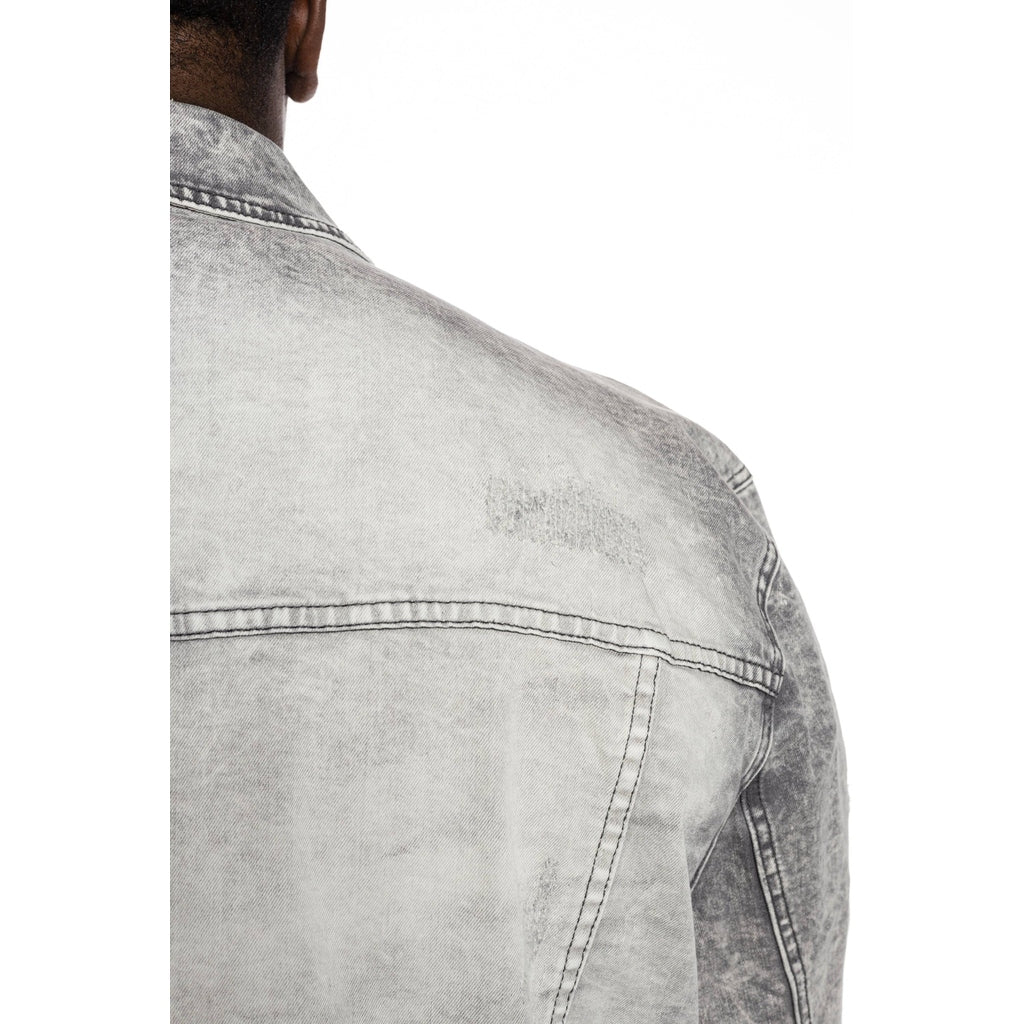 Smoke Rise Bleached Detail Semi Basic Jean Jacket - Frost Grey