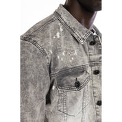 Smoke Rise Bleached Detail Semi Basic Jean Jacket - Frost Grey