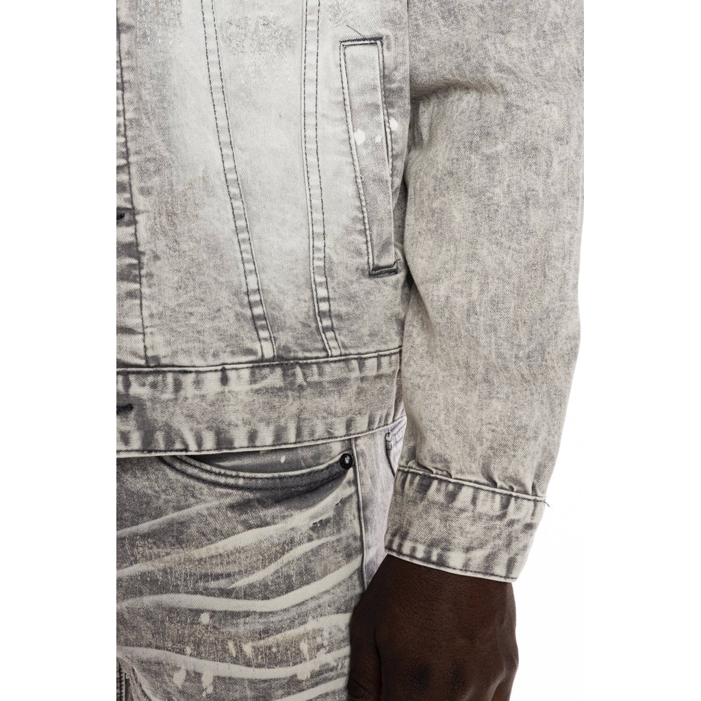 Smoke Rise Bleached Detail Semi Basic Jean Jacket - Frost Grey