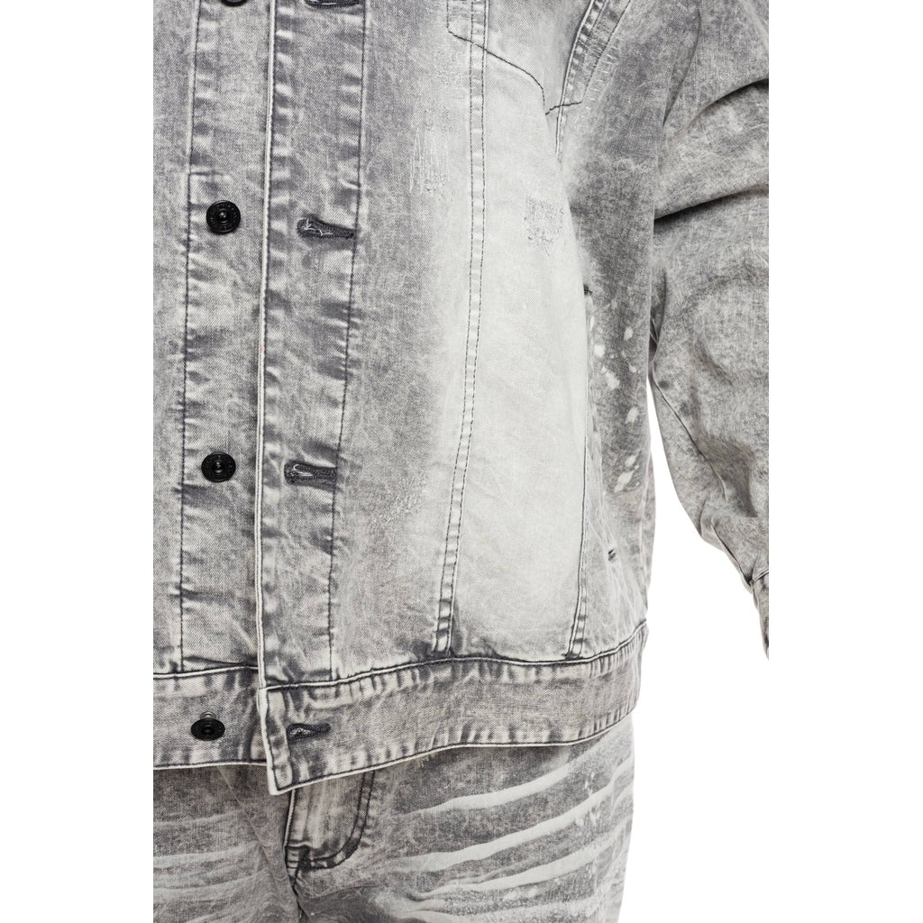 Smoke Rise Bleached Detail Semi Basic Jean Jacket - Frost Grey