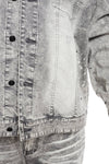 Bleached Detail Semi Basic Denim Jacket Frost Grey - Smoke Rise
