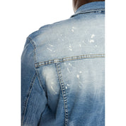 Smoke Rise Bleached Detail Semi Basic Jean Jacket - Ocean Blue