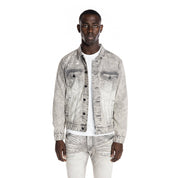 Smoke Rise Bleached Detail Semi Basic Jean Jacket - Frost Grey