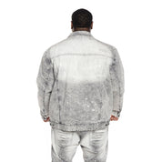 Smoke Rise Big and Tall Big and Tall Bleached Detail Semi Basic Jean Jacket - Frost Grey