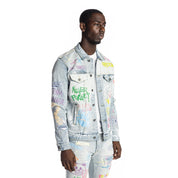 Smoke Rise Multi Color Fashion Jean Jacket - Montauk Blue