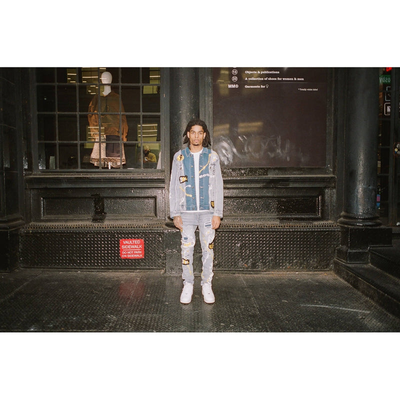 Mixed Media Fashion Denim Jacket Albany Blue - Smoke Rise