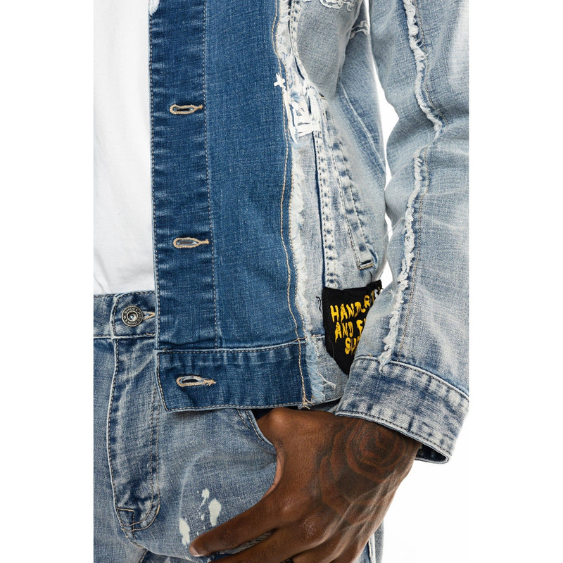 Mixed Media Fashion Denim Jacket Albany Blue - Smoke Rise