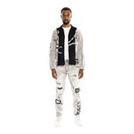 Mixed Media Fashion Denim Jacket Frost Grey - Smoke Rise
