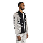 Mixed Media Fashion Denim Jacket Frost Grey - Smoke Rise