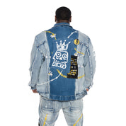 Smoke Rise Big and Tall Big and Tall Mixed Media Fashion Jean Jacket - Albany Blue