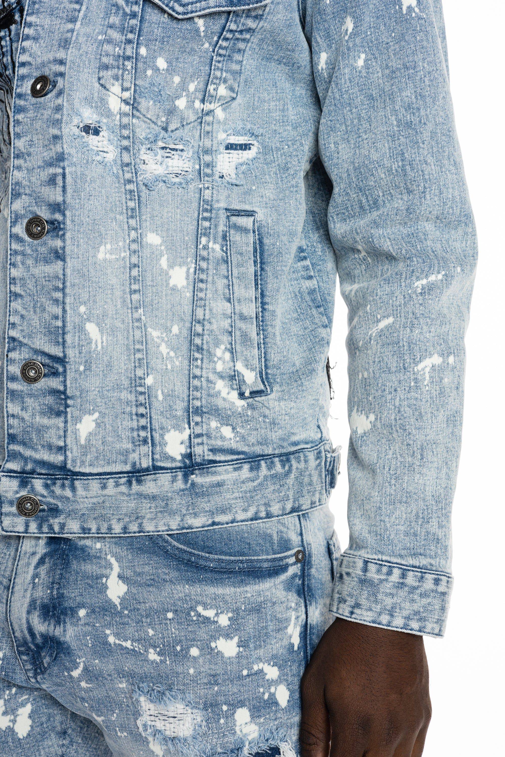 West Louis™ Ripped Ribbon Distressed Denim Jacket  Denim jacket,  Distressed denim jacket, Denim jacket patches
