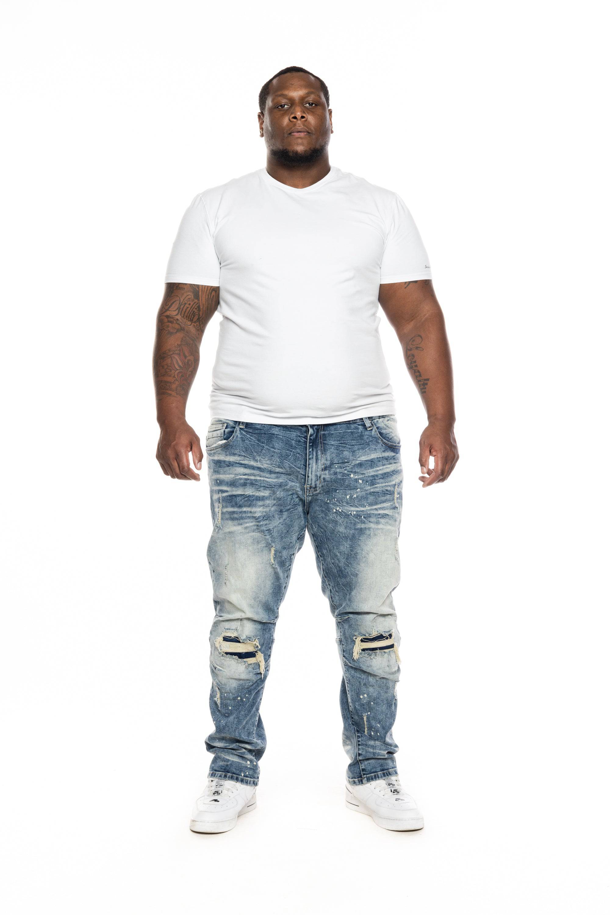 Big and Tall Rip & Repair Jeans - Smoke Rise
