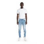Bleached Detail Semi Basic Jeans Ocean Blue - Smoke Rise