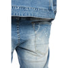 Bleached Detail Semi Basic Jeans Ocean Blue - Smoke Rise