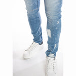 Bleached Detail Semi Basic Jeans Ocean Blue - Smoke Rise