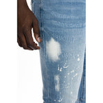 Bleached Detail Semi Basic Jeans Ocean Blue - Smoke Rise
