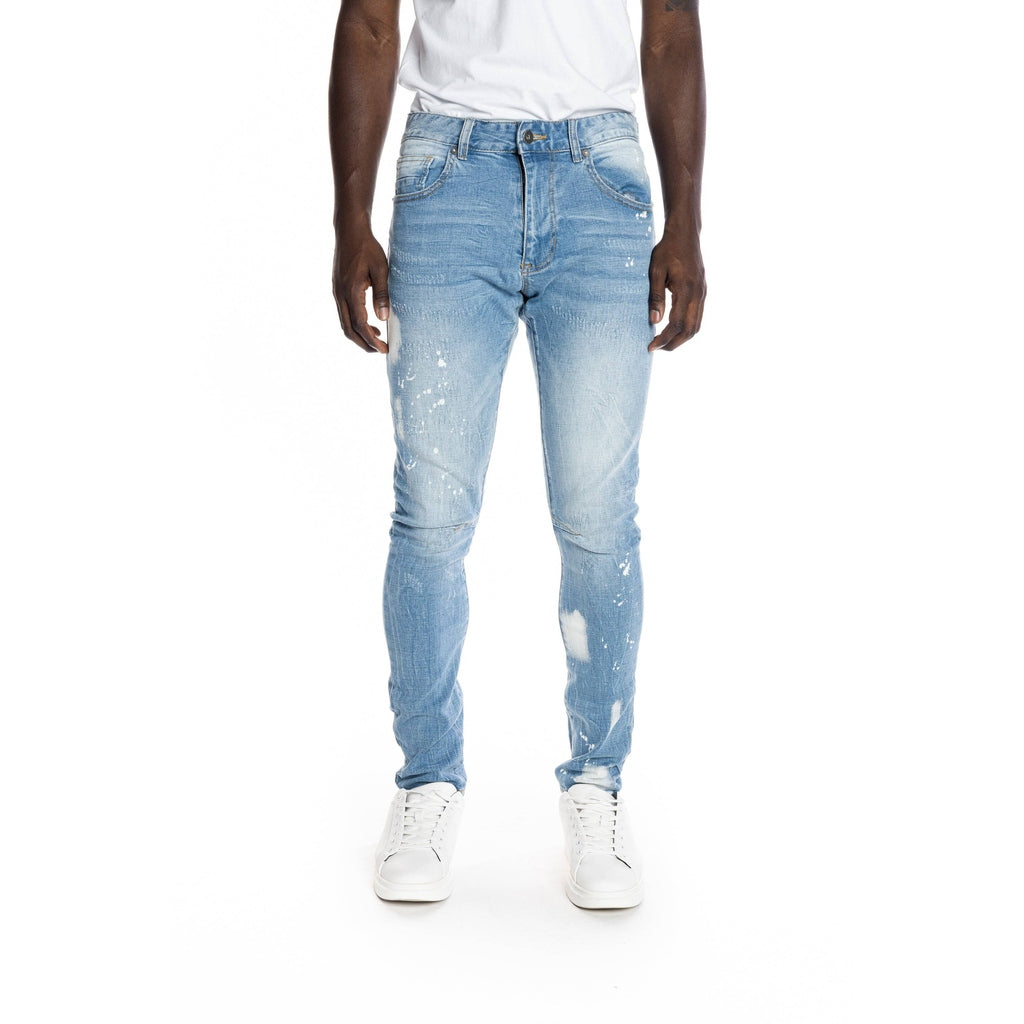 Smoke Rise Bleached Detail Semi Basic Jeans - Ocean Blue