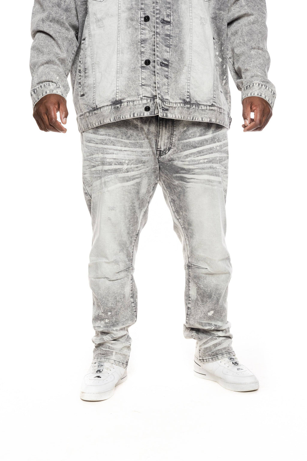 Smoke Rise - Men's Bleached Detail Semi Basic Denim Jacket Ocean Blue - 5XL - Urban/Streetwear