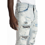 Rip And Repair Fashion Jeans Hazy Blue - Smoke Rise