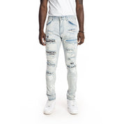 Smoke Rise Rip And Repair Fashion Jeans - Hazy Blue