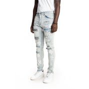 Smoke Rise Rip And Repair Fashion Jeans - Hazy Blue