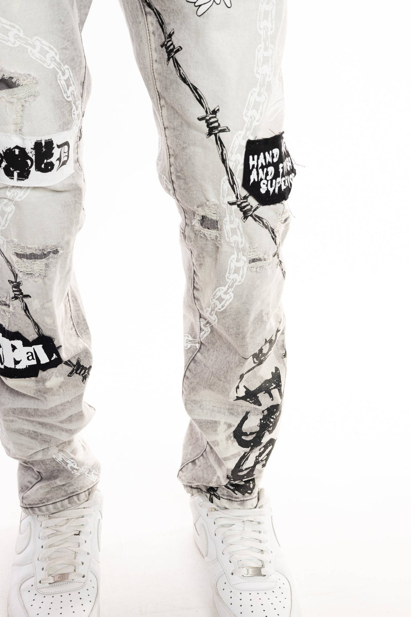 Mixed Media Fashion Jeans Frost Grey - Smoke Rise