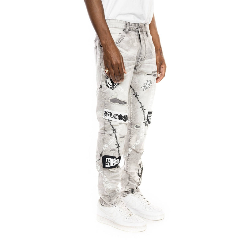 Mixed Media Fashion Jeans Frost Grey - Smoke Rise
