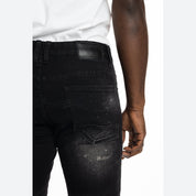 Smoke Rise Graphic Patched Fashion Jeans - Dusty Black