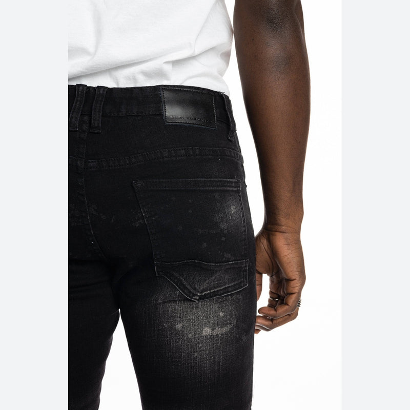 Graphic Patched Fashion Jeans Dusty Black - Smoke Rise