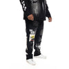Big and Tall Graphic Patched Fashion Jeans Dusty Black - Smoke Rise