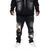 Big and Tall Graphic Patched Fashion Jeans Dusty Black - Smoke Rise