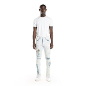 Smoke Rise Overspray Fashion Jeans- Opaque Blue