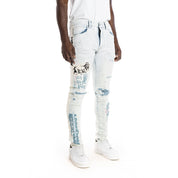 Smoke Rise Overspray Fashion Jeans- Opaque Blue