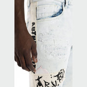 Smoke Rise Overspray Fashion Jeans- Opaque Blue