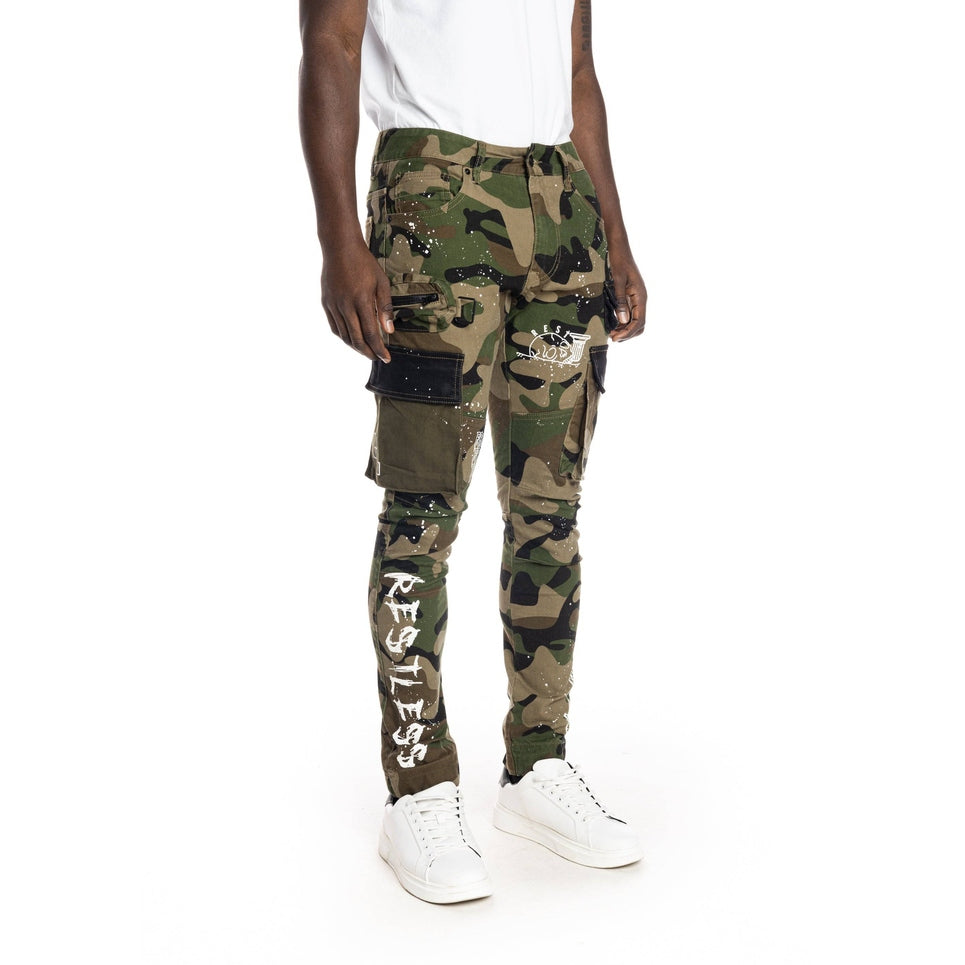 Smoke Rise Utility Fashion Cargo Twill Pants - Wood Camo