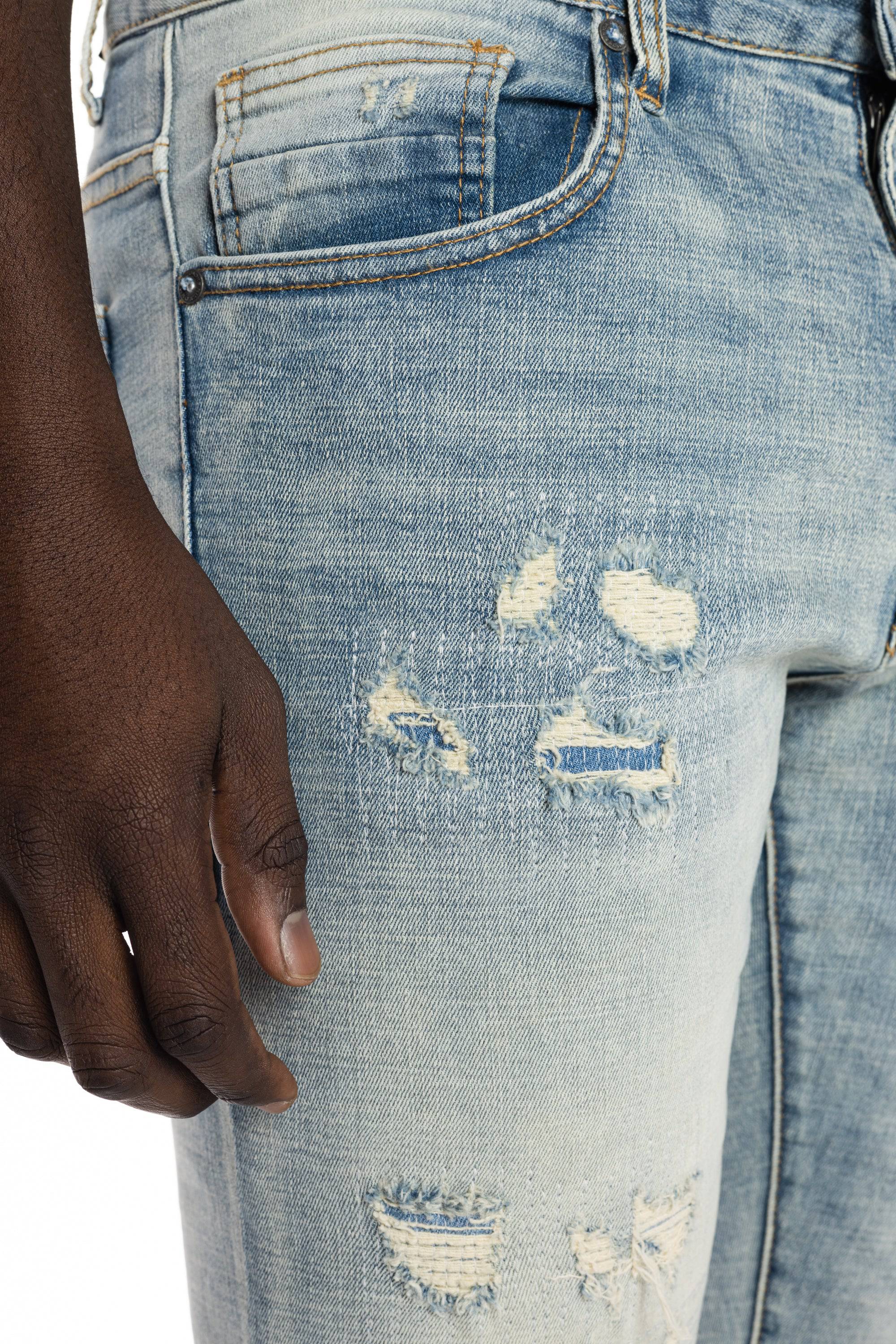 Rip And Repair Semi Basic Jeans Bowery Blue - Smoke Rise