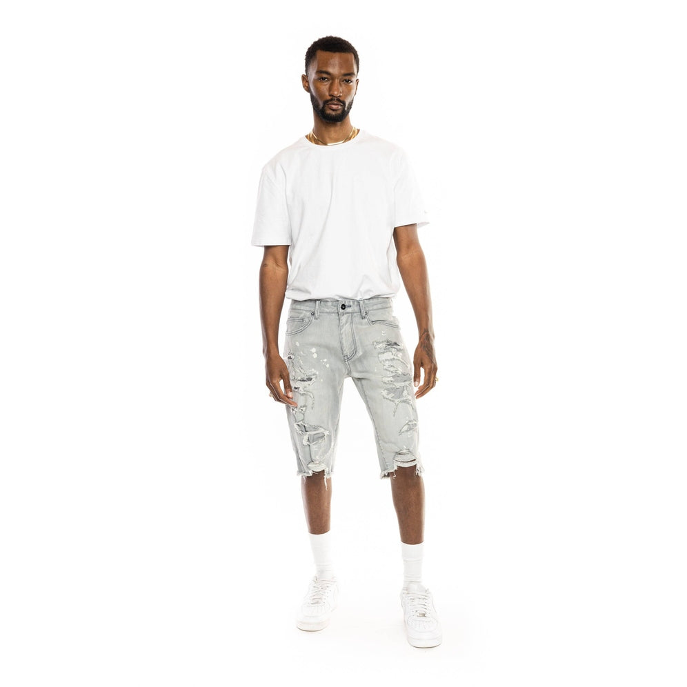 Smoke Rise Ripoff Semi Basic Jean Shorts - Light Grey