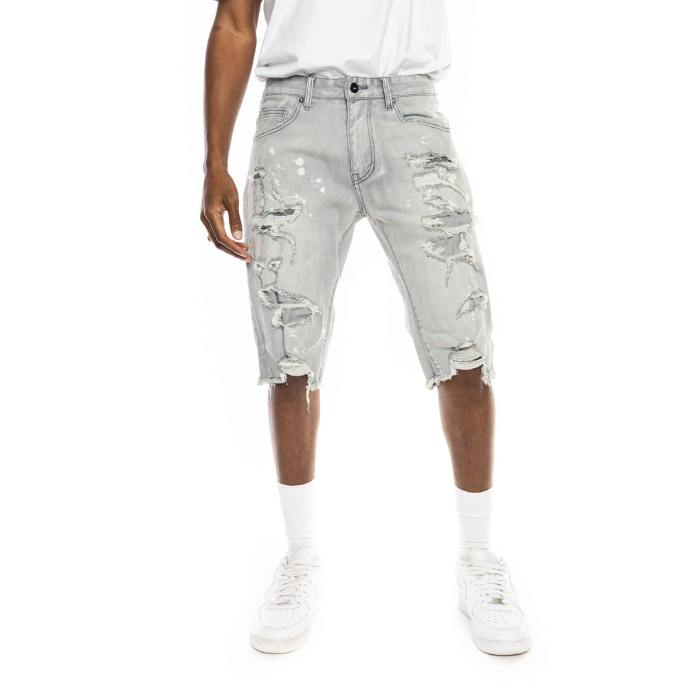 Smoke Rise Ripoff Semi Basic Jean Shorts - Light Grey