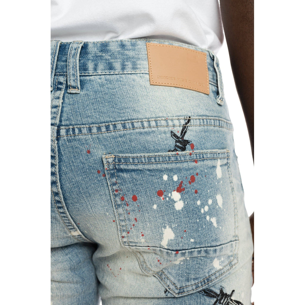 Smoke Rise Scorpion Fashion Jean Shorts - Brighton Blue