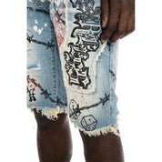 Smoke Rise Scorpion Fashion Jean Shorts - Brighton Blue