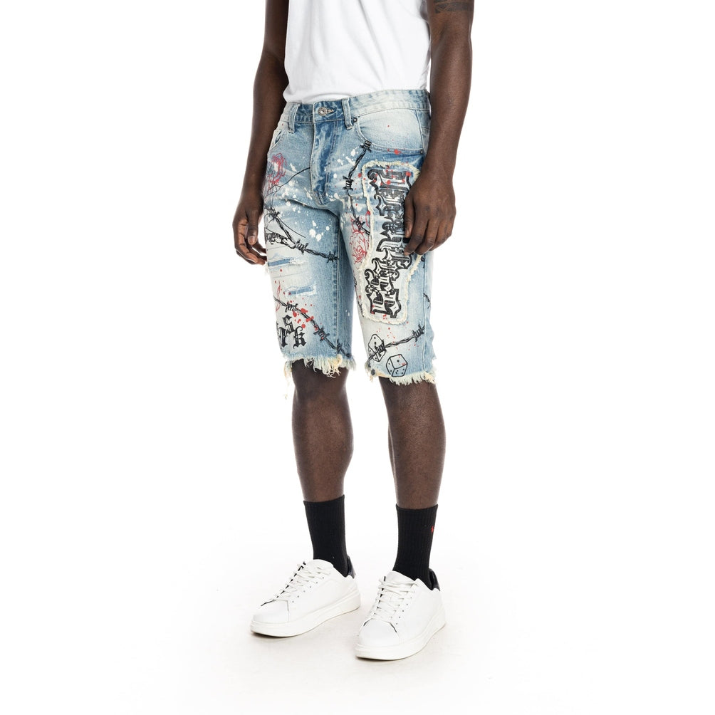 Smoke Rise Scorpion Fashion Jean Shorts - Brighton Blue