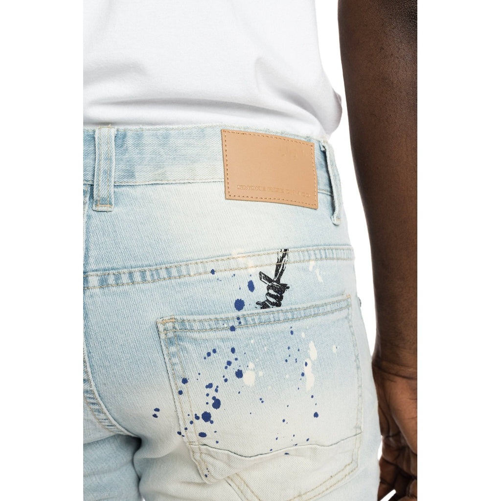 Smoke Rise Scorpion Fashion Jean Shorts - Speckle Blue