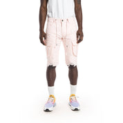 Smoke Rise Rip And Repair Semi Basic Twill Short - Pale Pink