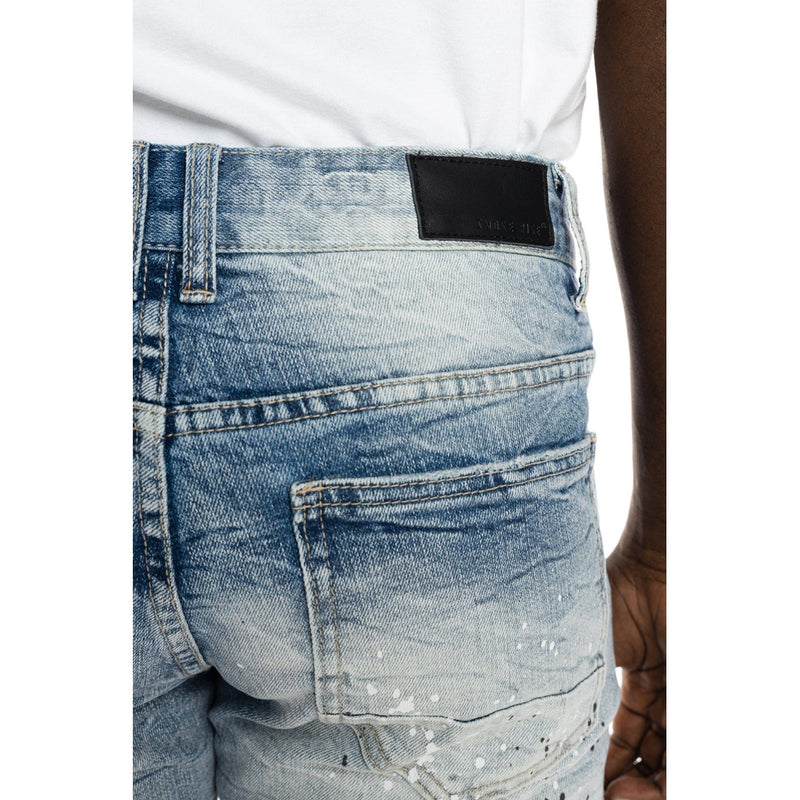 Twill Applique Fashion Denim Short Canal Blue - Smoke Rise