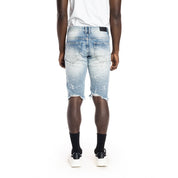 Smoke Rise Twill Applique Fashion Jean Shorts - Canal Blue